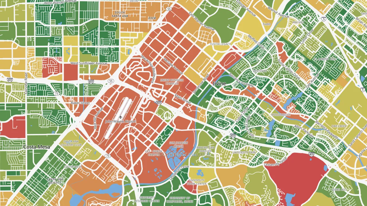 Irvine Business Complex, Irvine, CA Map of Robbery Rates