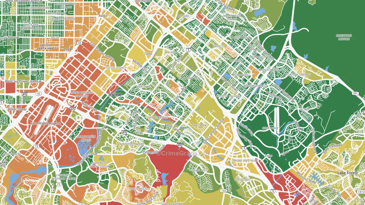 Irvine, CA Map of Robbery Rates