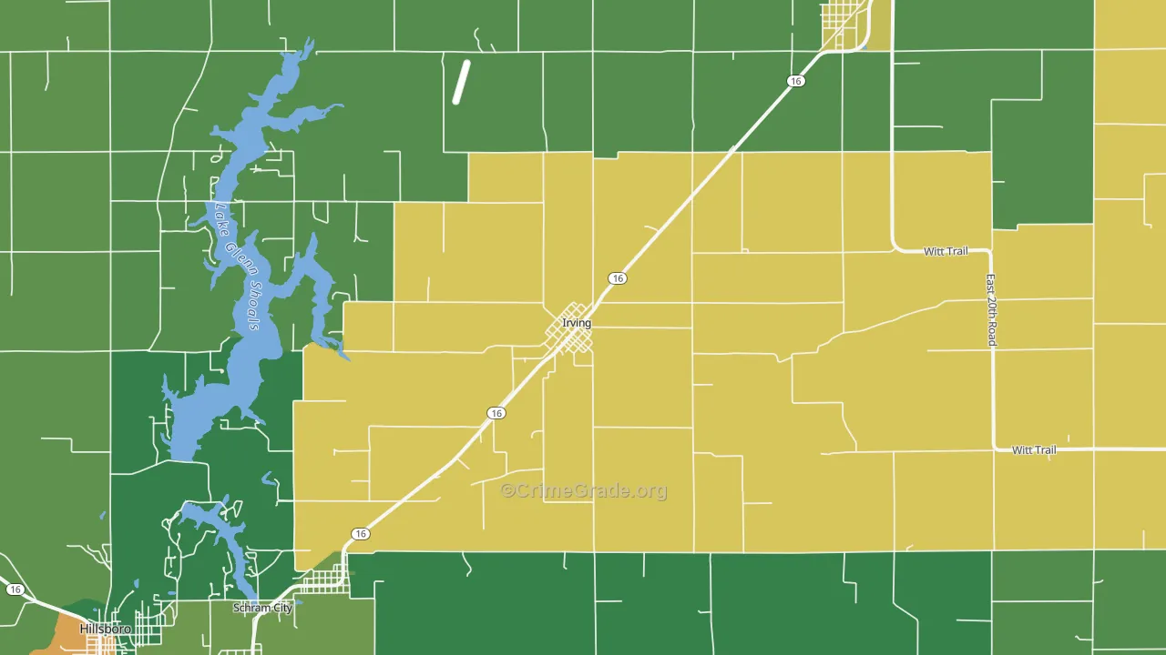 Irving, IL Map of Robbery Rates