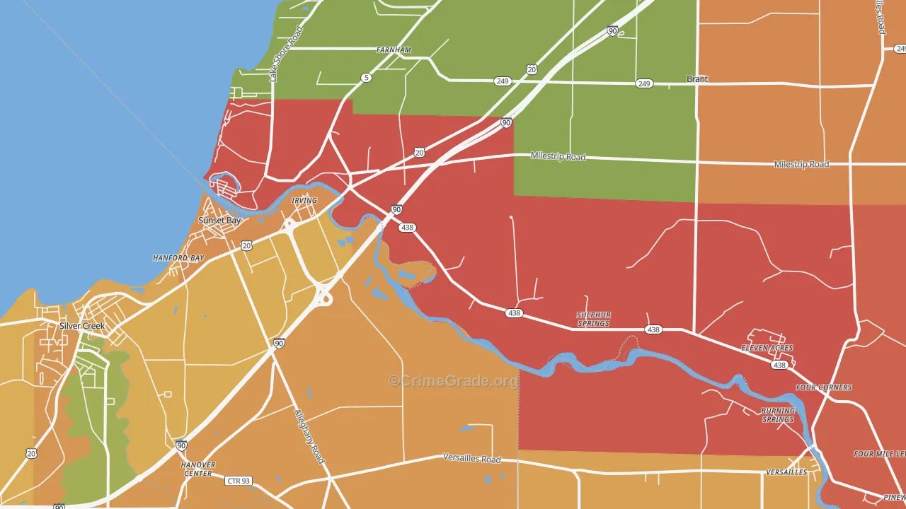 Irving, NY Map of Robbery Rates