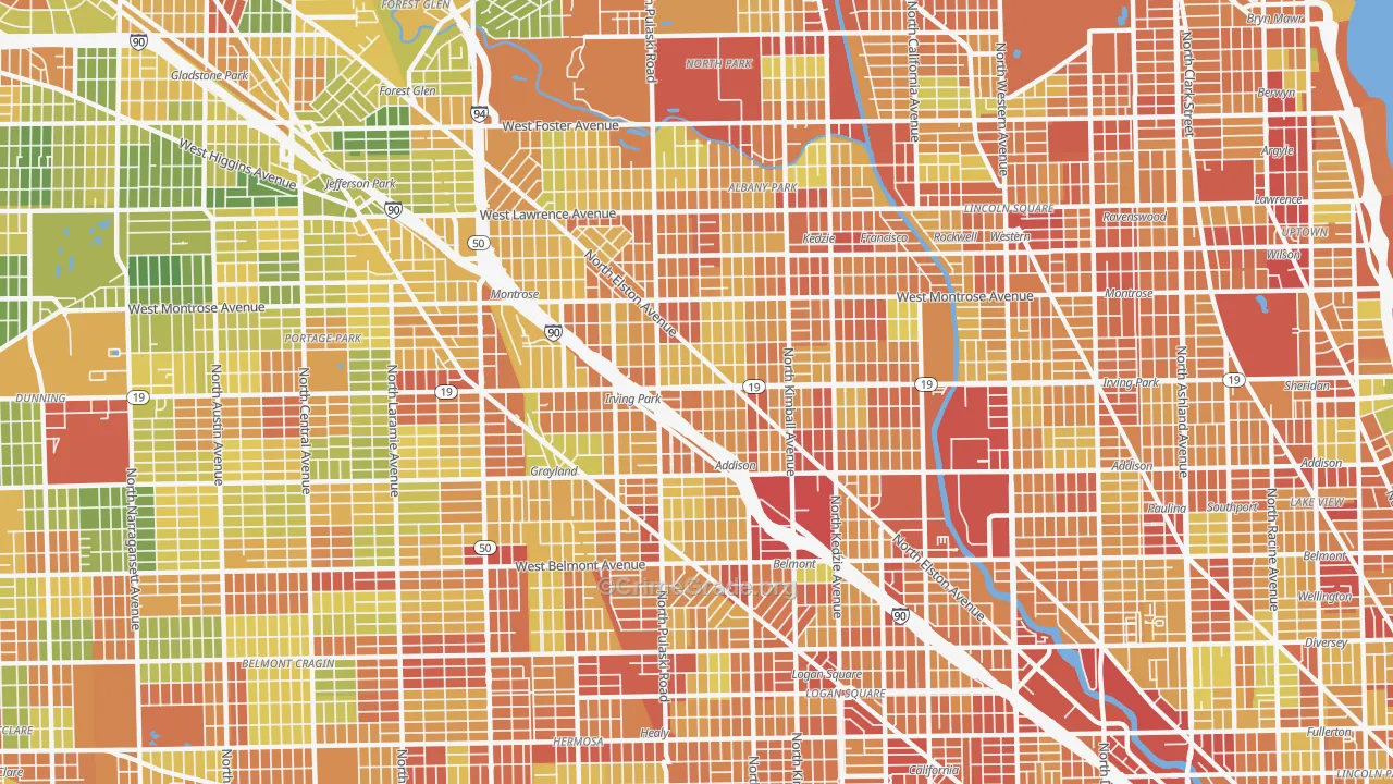 Irving Park, Chicago, IL Map of Robbery Rates