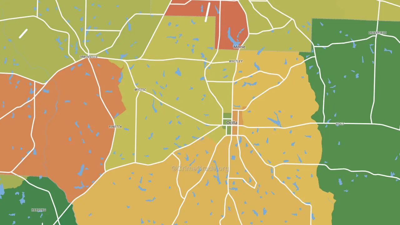 Irwin County, GA Map of Robbery Rates