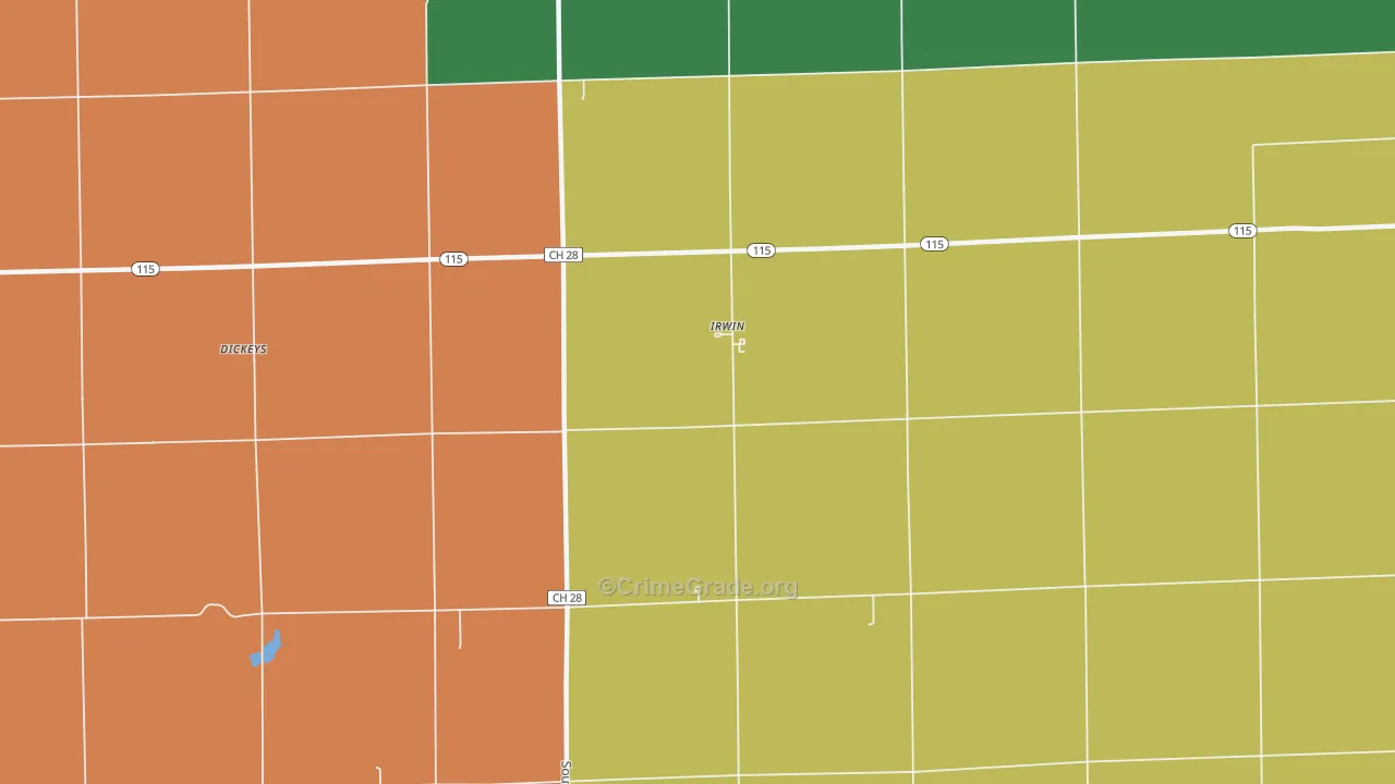 Irwin, IL Map of Robbery Rates