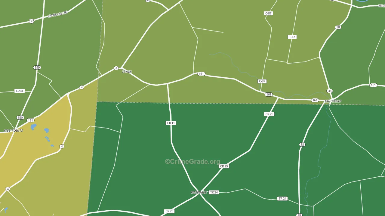 Irwin, OH Map of Robbery Rates
