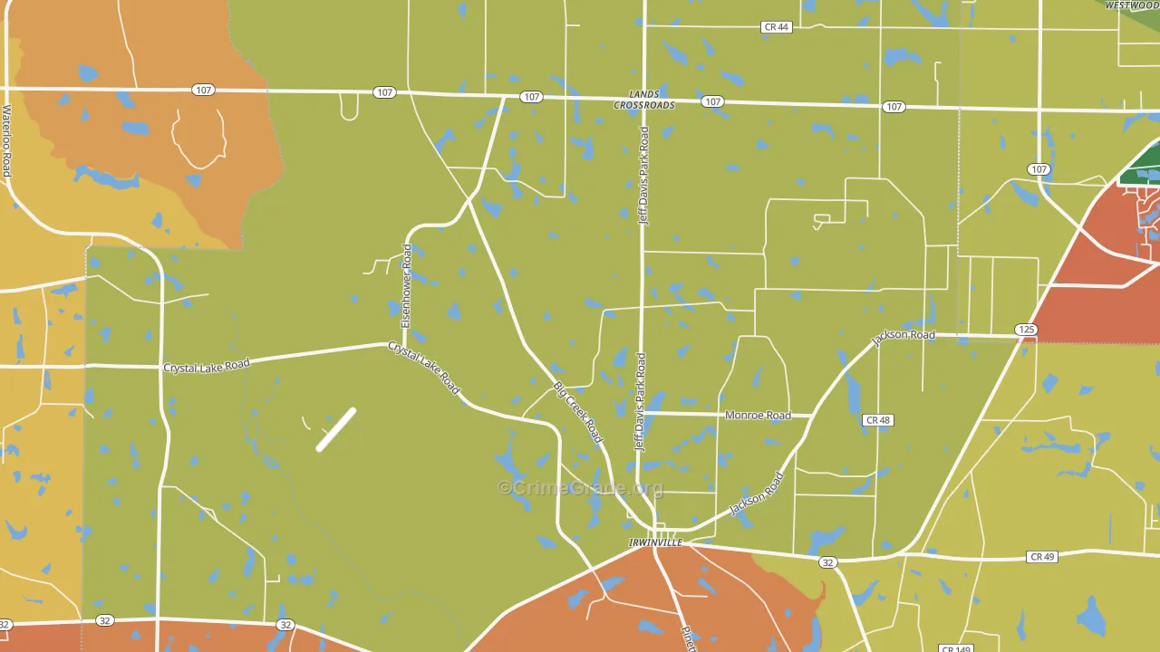 Irwinville, GA Map of Robbery Rates