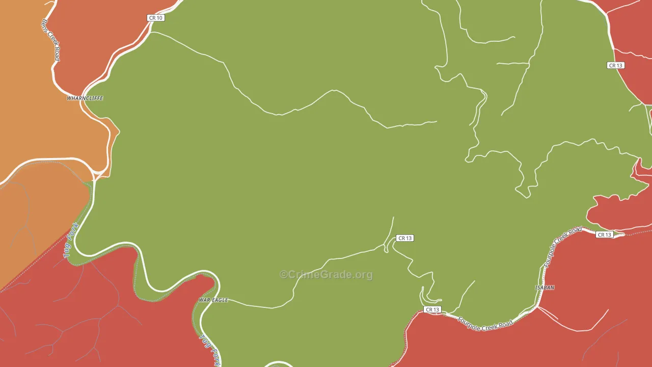 Isaban, WV Map of Robbery Rates