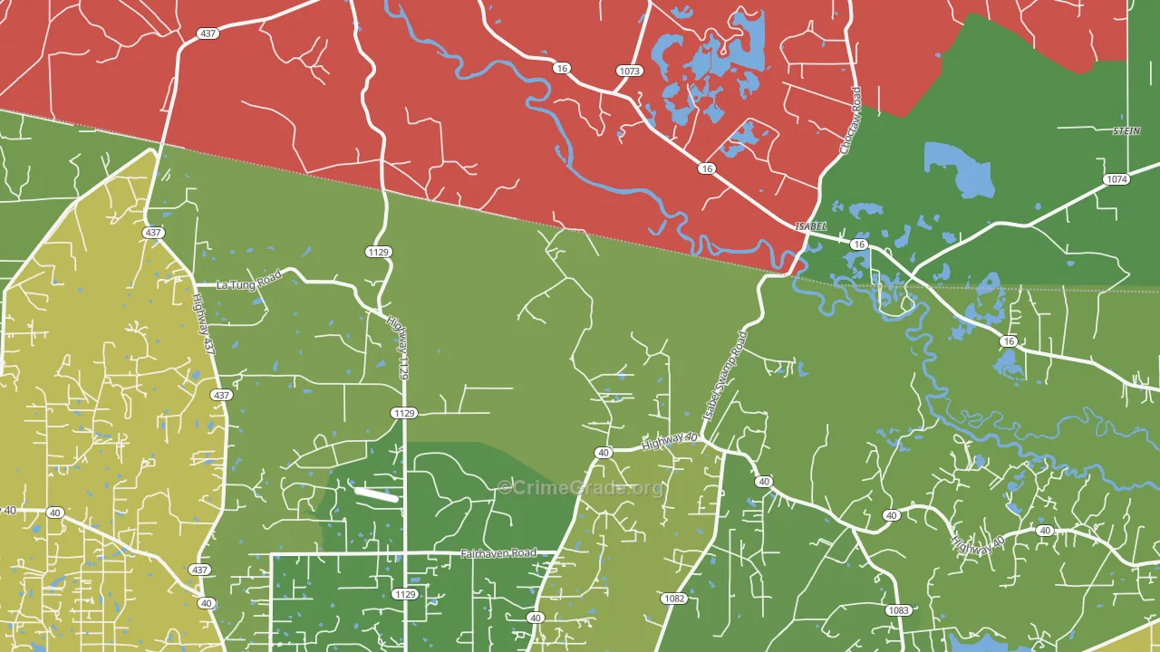 Isabel, LA Map of Robbery Rates