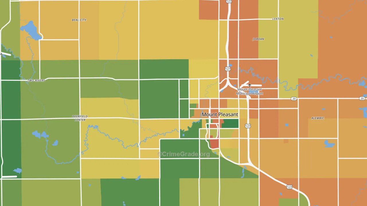 Isabella County, MI Map of Robbery Rates