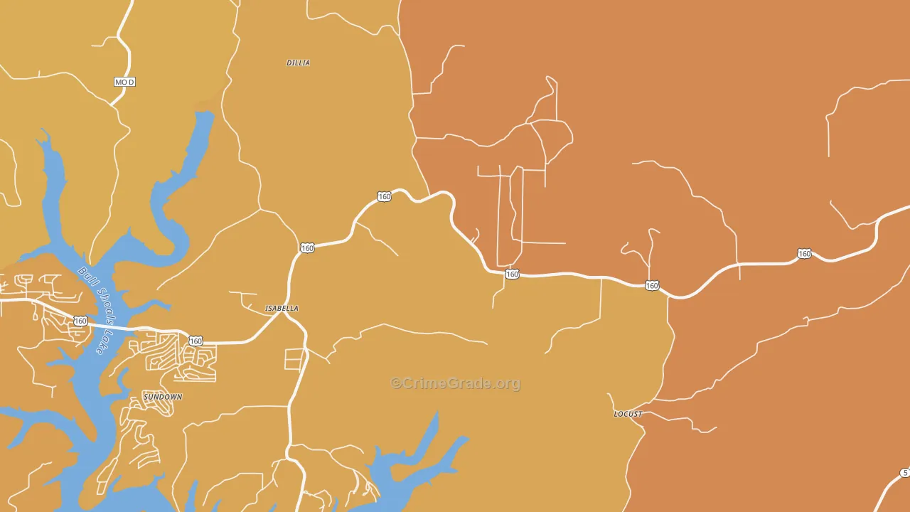 Isabella, MO Map of Robbery Rates