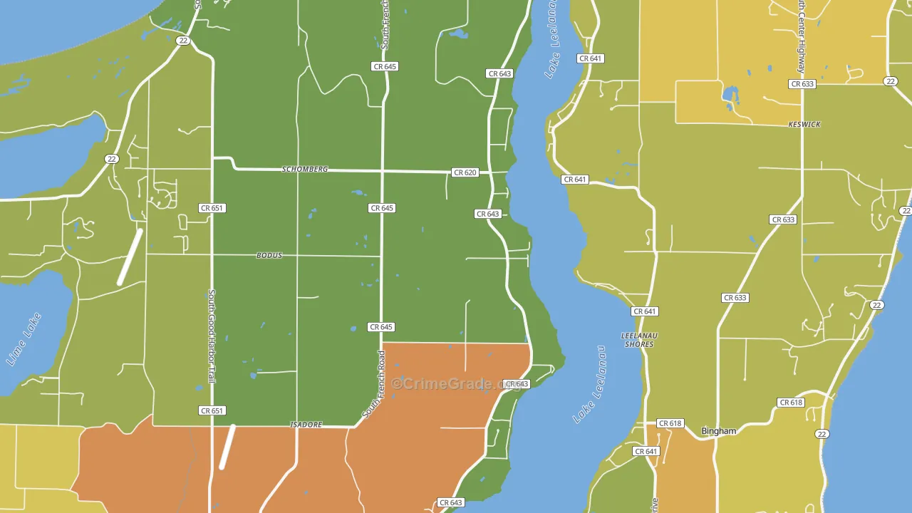 Isadore, MI Map of Robbery Rates