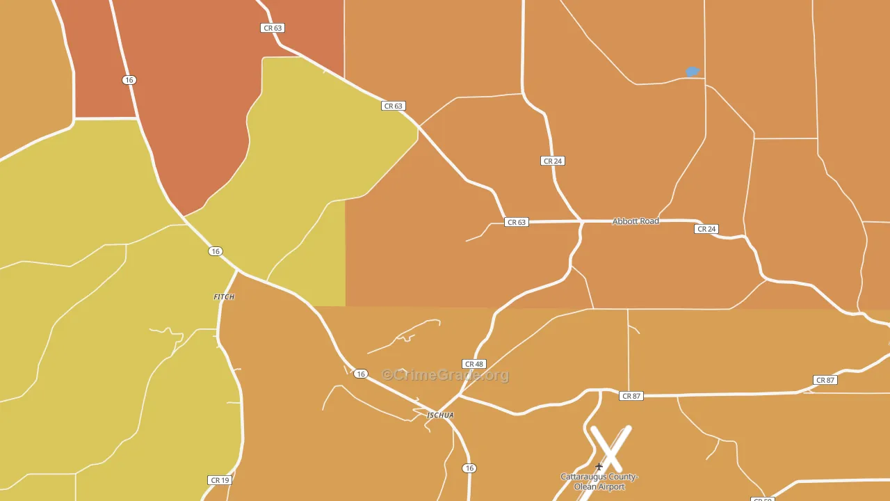 Ischua, NY Map of Robbery Rates