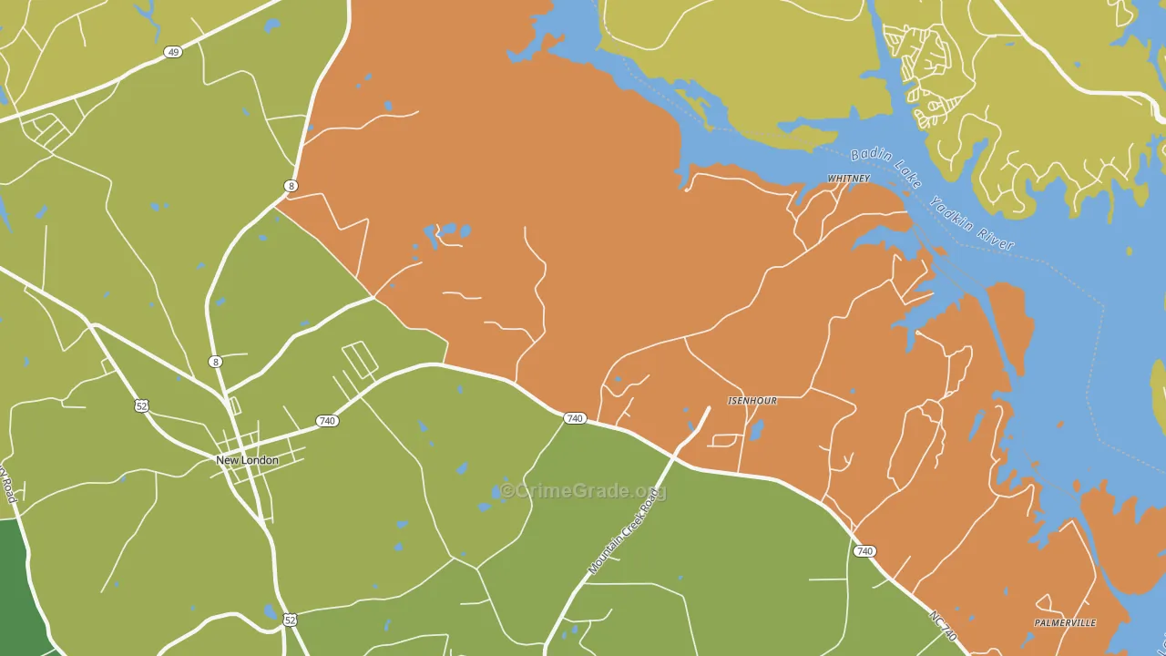 Isenhour, NC Map of Robbery Rates