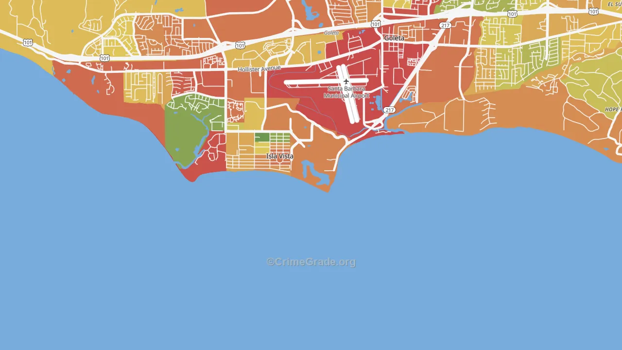 Isla Vista, CA Map of Robbery Rates