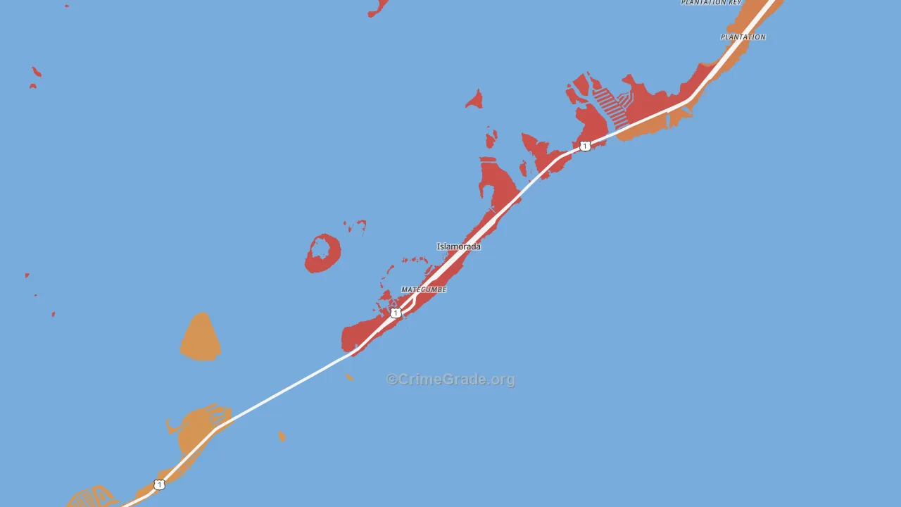 Islamorada, FL Map of Robbery Rates