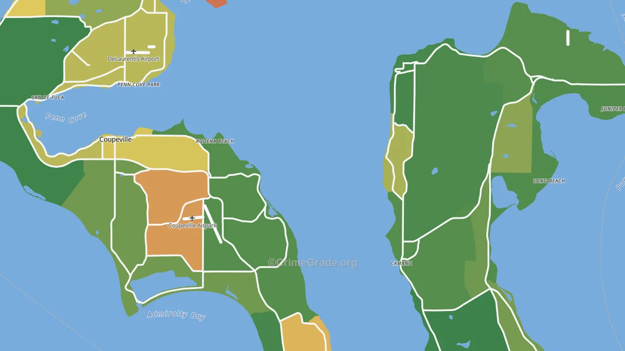 Island County, WA Map of Robbery Rates