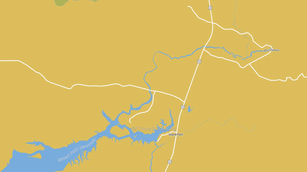 Island Park, ID Map of Robbery Rates