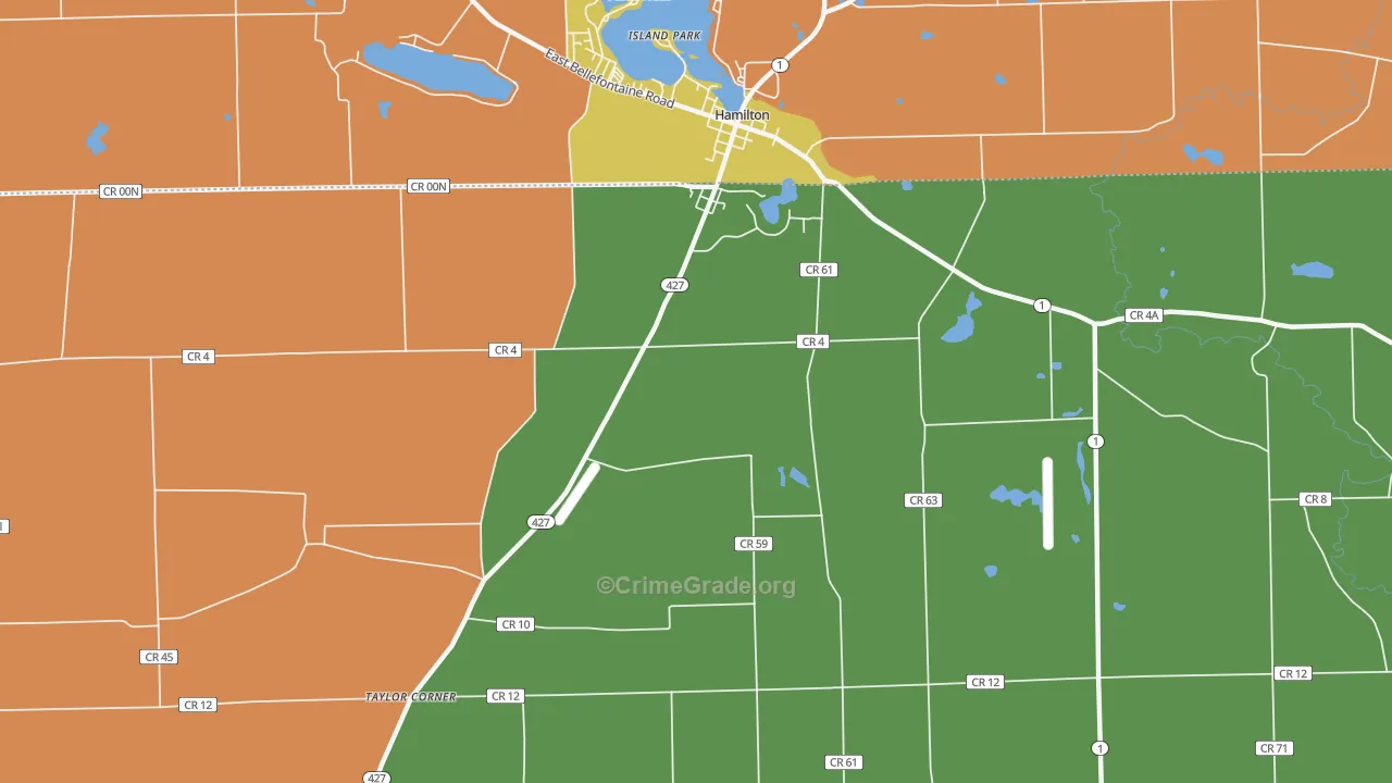 Island Park, IN Map of Robbery Rates