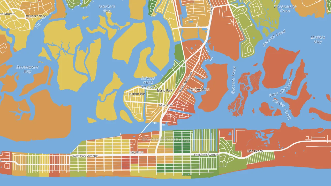 Island Park, NY Map of Robbery Rates