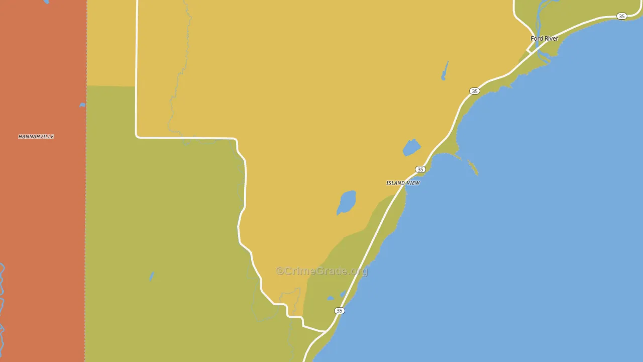 Island View, MI Map of Robbery Rates
