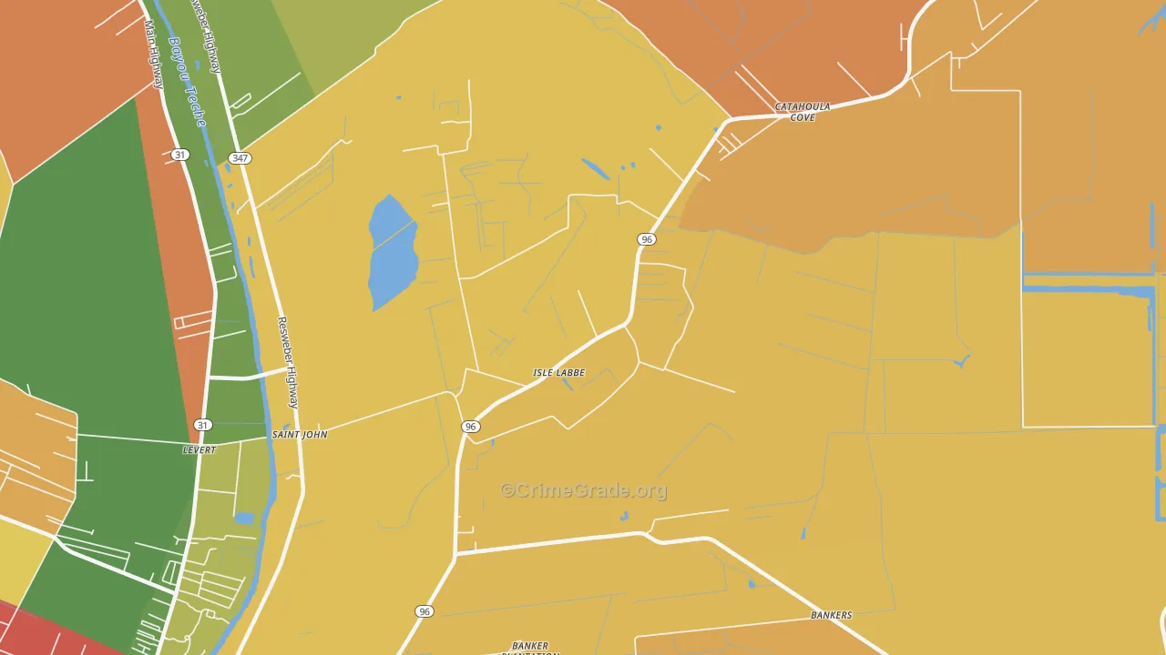 Isle Labbe, LA Map of Robbery Rates