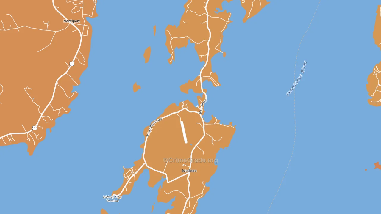 Islesboro, ME Map of Robbery Rates