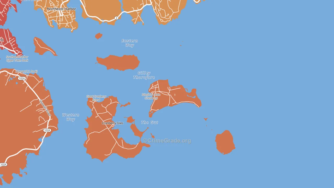 Islesford, ME Map of Robbery Rates