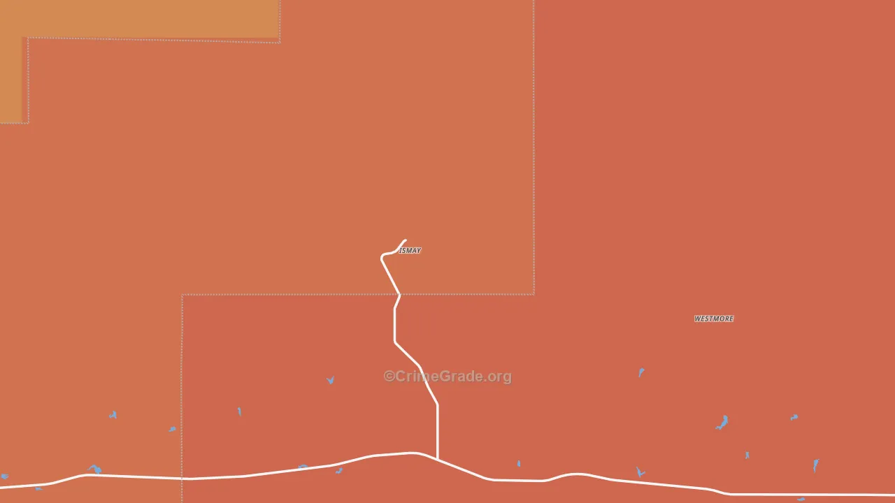 Ismay, MT Map of Robbery Rates