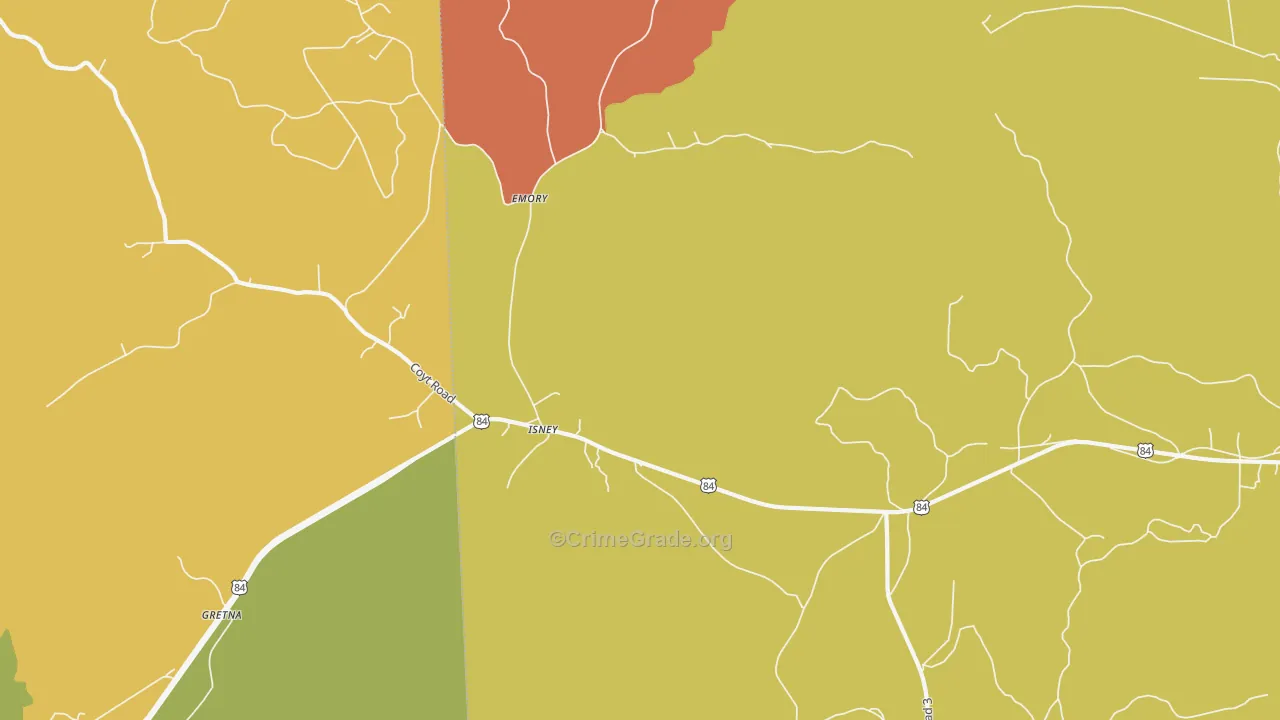 Isney, AL Map of Robbery Rates