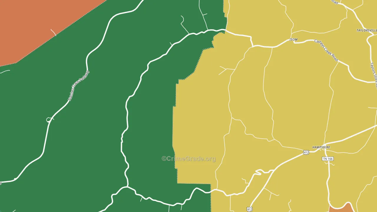 Isom, TN Map of Robbery Rates