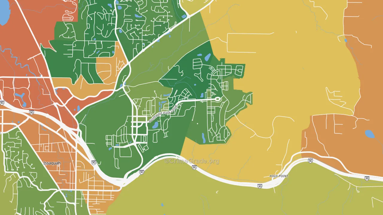 Issaquah Highlands, Issaquah, WA Map of Robbery Rates