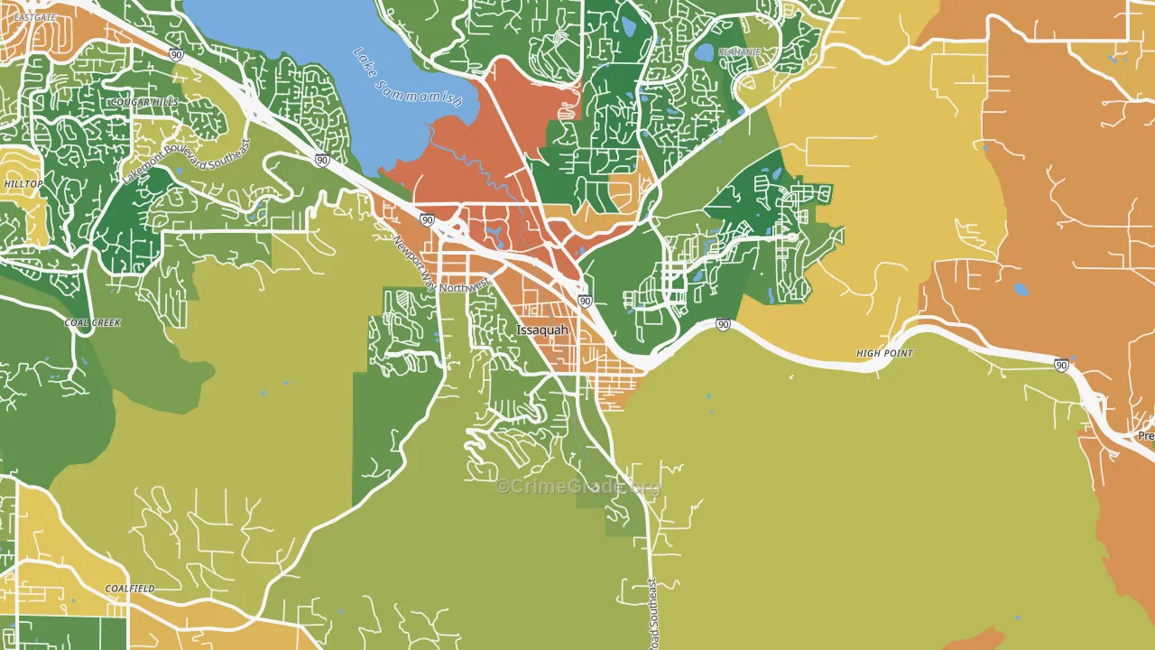 Issaquah, WA Map of Robbery Rates