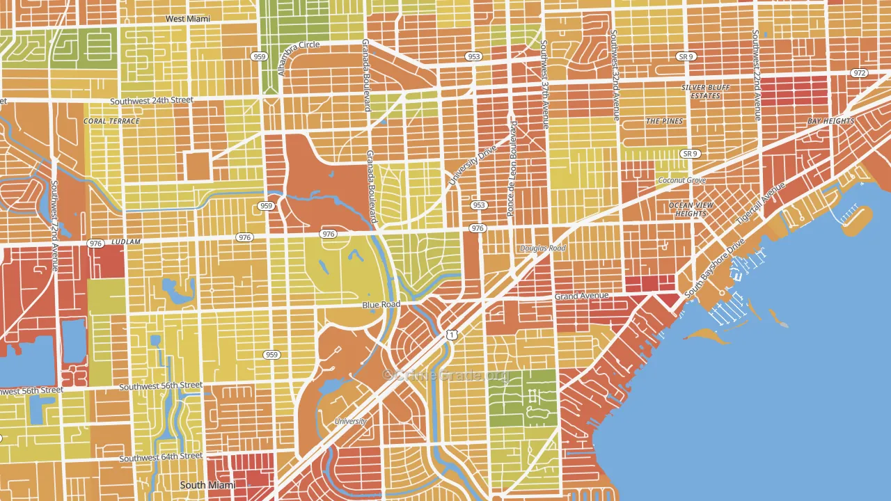 Italian Village, Coral Gables, FL Map of Robbery Rates