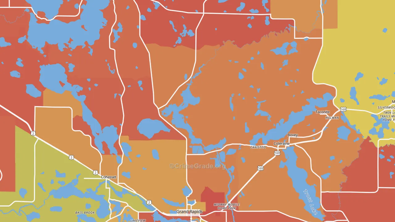Itasca County, MN Map of Robbery Rates