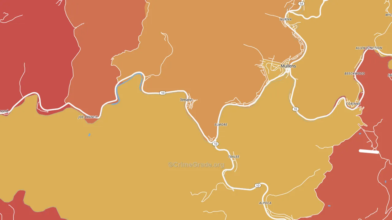 Itmann, WV Map of Robbery Rates