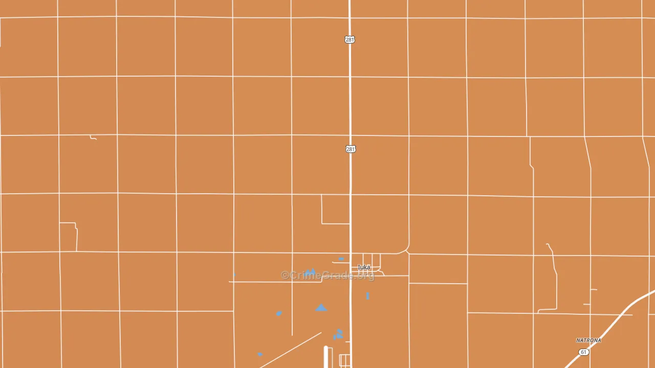 Iuka, KS Map of Robbery Rates