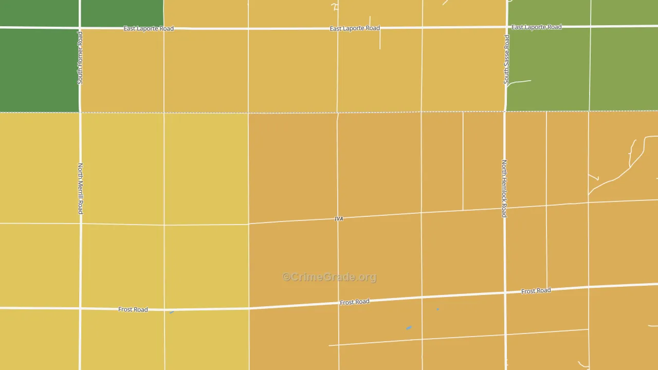 Iva, MI Map of Robbery Rates
