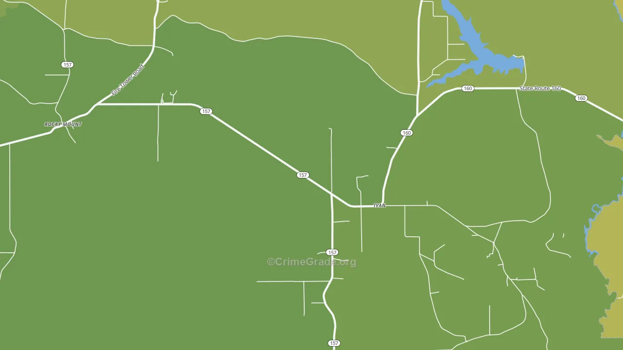 Ivan, LA Map of Robbery Rates