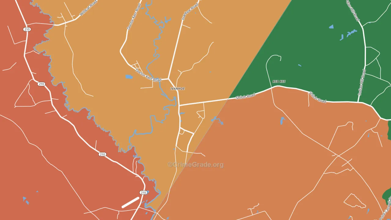 Ivanhoe, NC Map of Robbery Rates