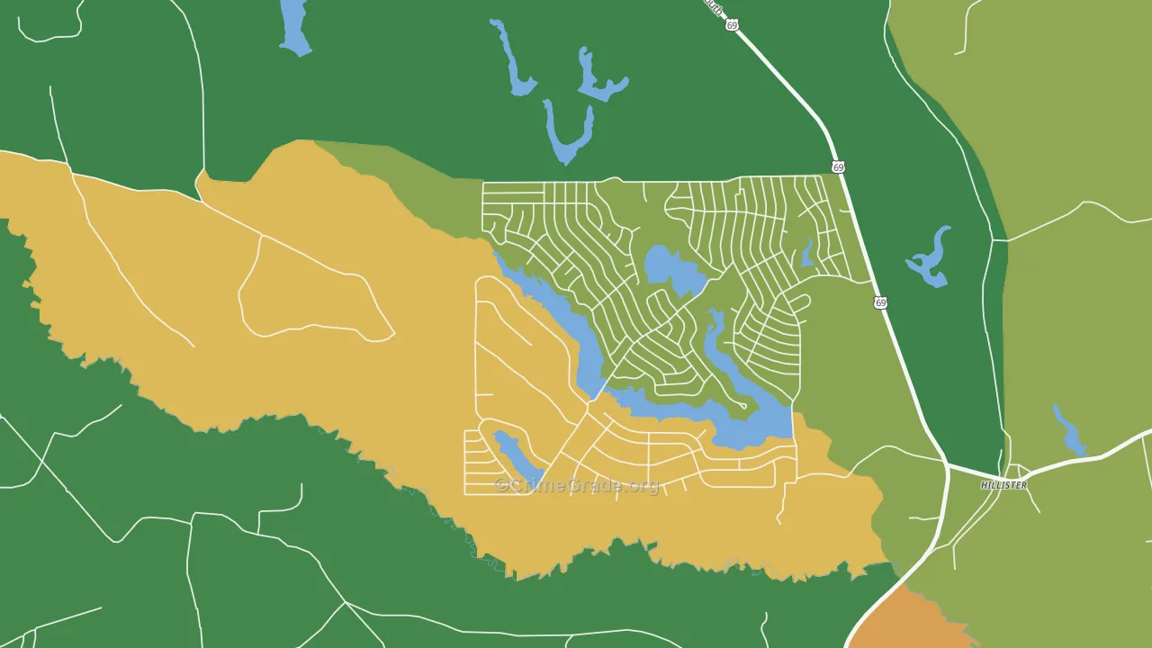 Ivanhoe North, TX Map of Robbery Rates