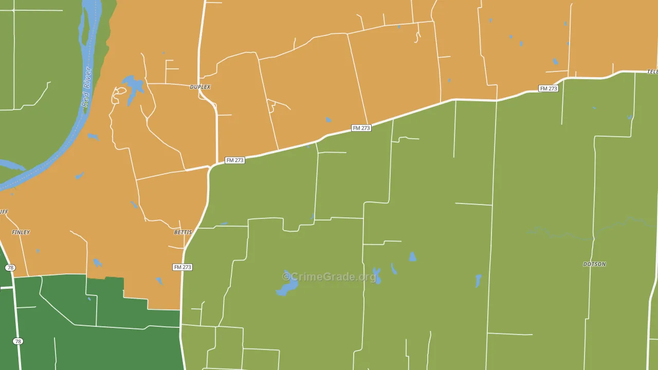 Ivanhoe, TX Map of Robbery Rates