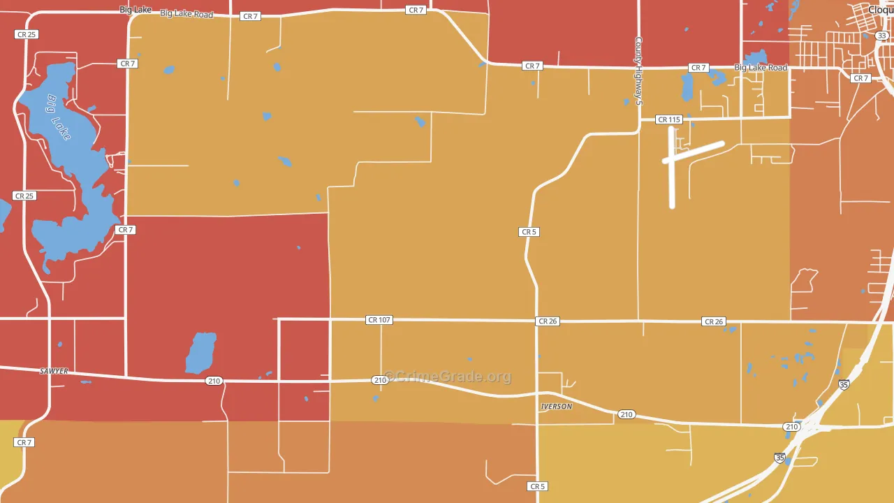 Iverson, MN Map of Robbery Rates