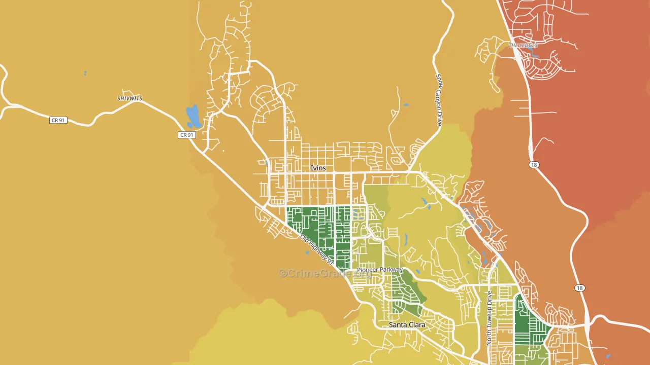 Ivins, UT Map of Robbery Rates