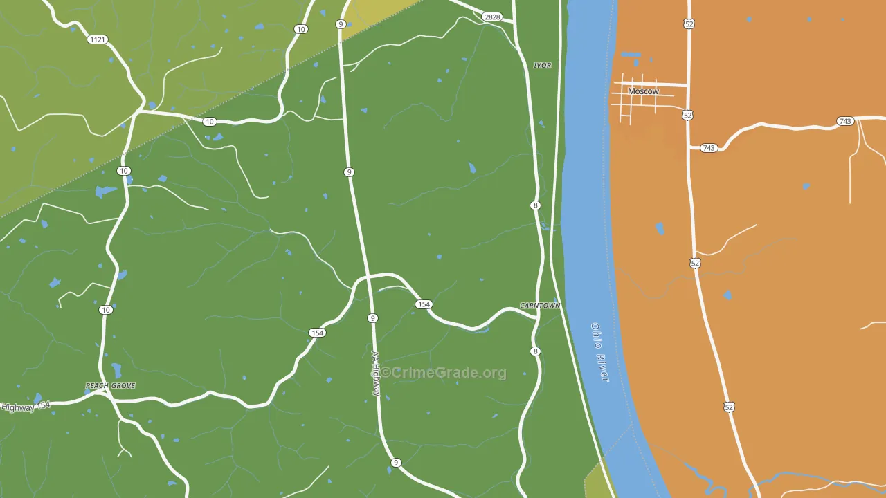 Ivor, KY Map of Robbery Rates