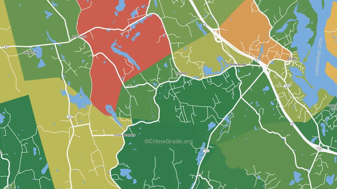 Ivoryton, CT Map of Robbery Rates