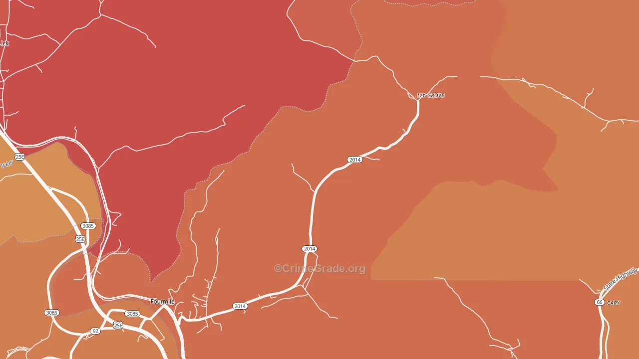 Ivy Grove, KY Map of Robbery Rates