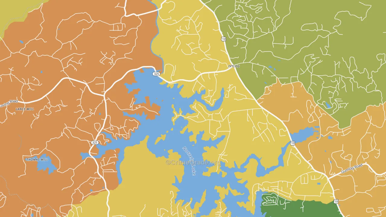 Ivy Log, GA Map of Robbery Rates