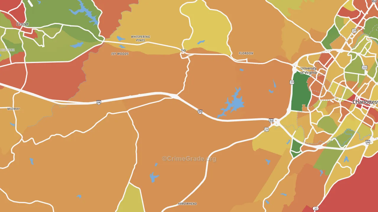 Ivy, VA Map of Robbery Rates