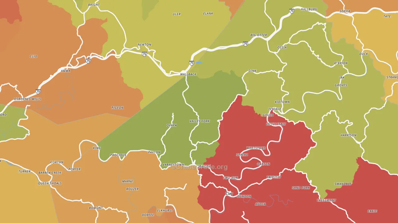 Ivydale, WV Map of Robbery Rates