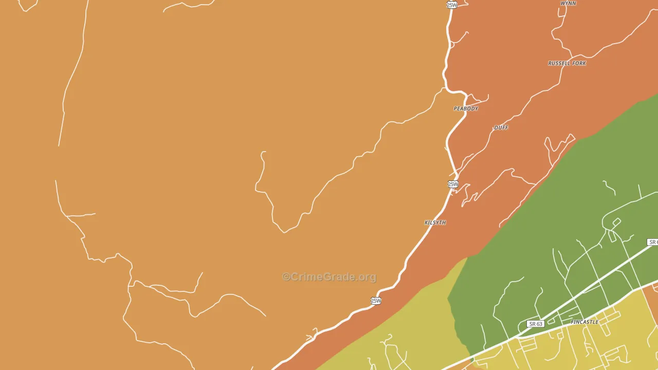 Ivydell, TN Map of Robbery Rates