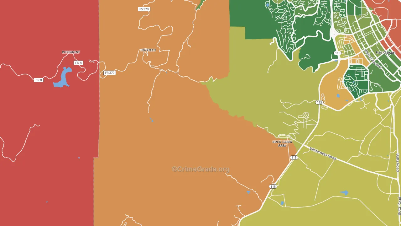 Ivywild, CO Map of Robbery Rates